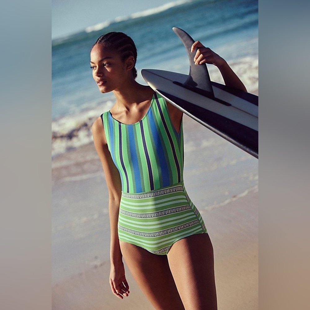 ▪️Seea x Free People Lido One Piece in Green Stripe NWT